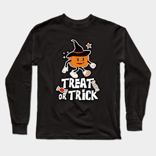 Treat or Trick Halloween (White Text) Long Sleeve T-Shirt